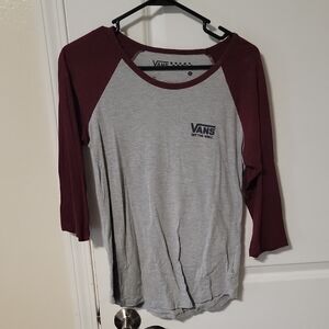 Vans Heather Gray and Maroon Raglan Shirt